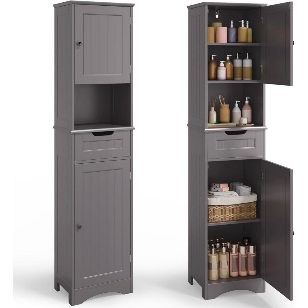 Colonne de rangement gris fonce en acier design moderne