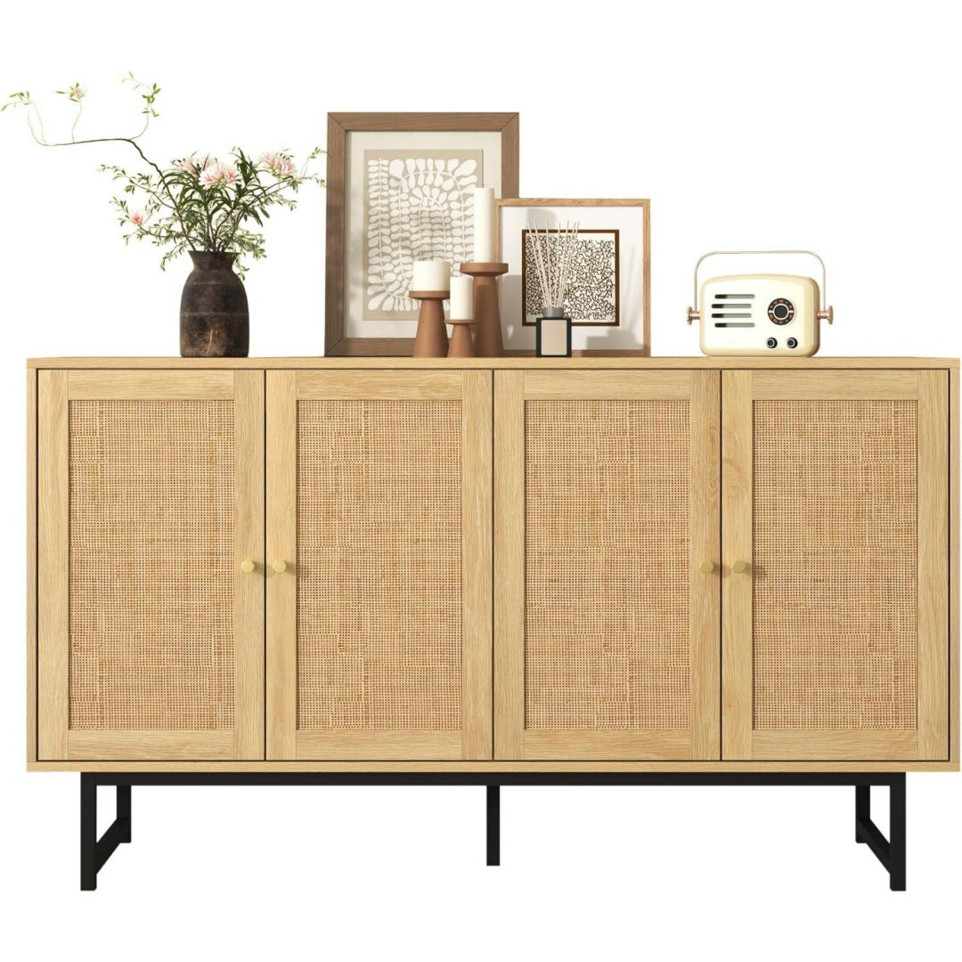Buffet en rotin, marron, capacite de rangement importante