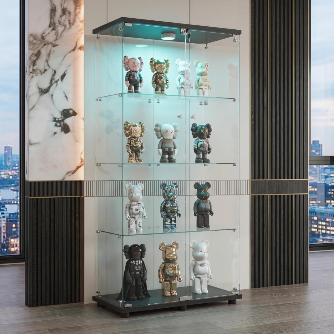Vitrine en verre gris 80 x 36 x 164 cm