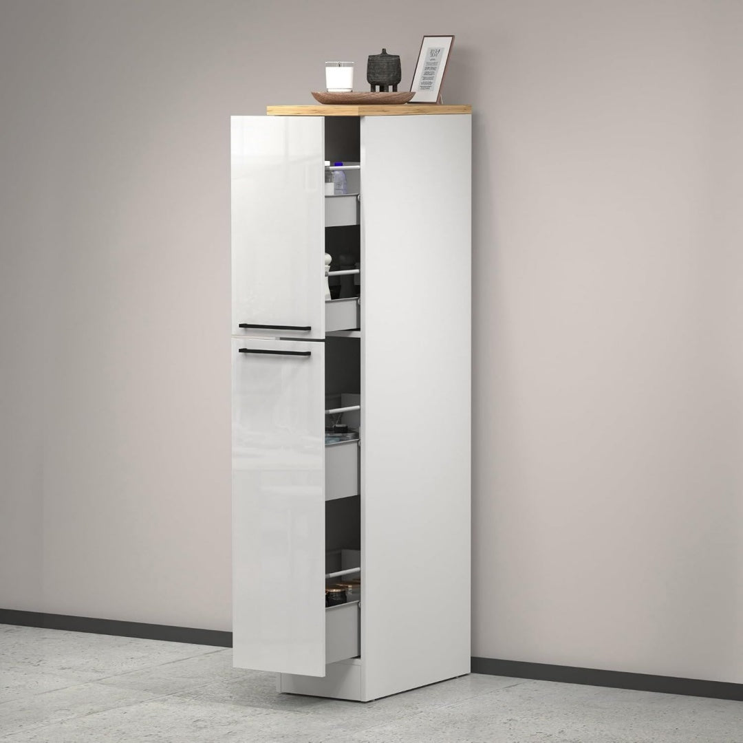 Style vintage, meuble bas sur pied gris en bois 2 tiroirs