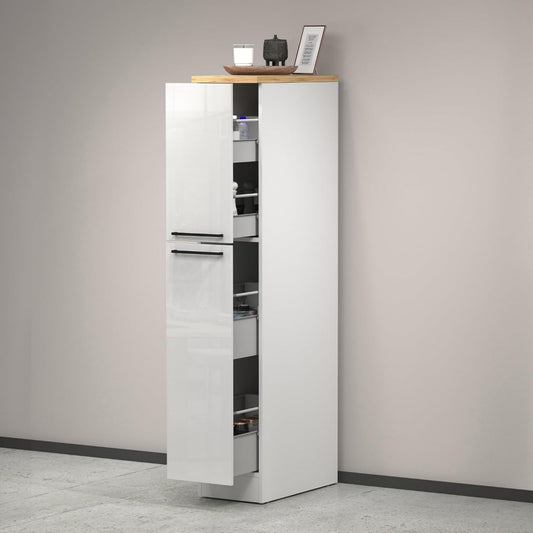 Style vintage, meuble bas sur pied gris en bois 2 tiroirs