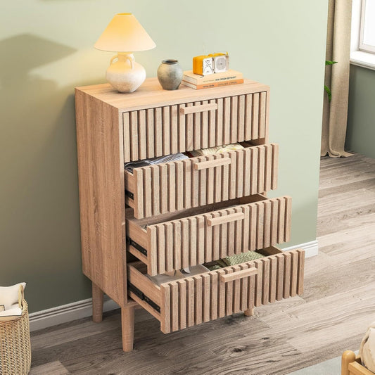 Commode esprit rustique en bois beige