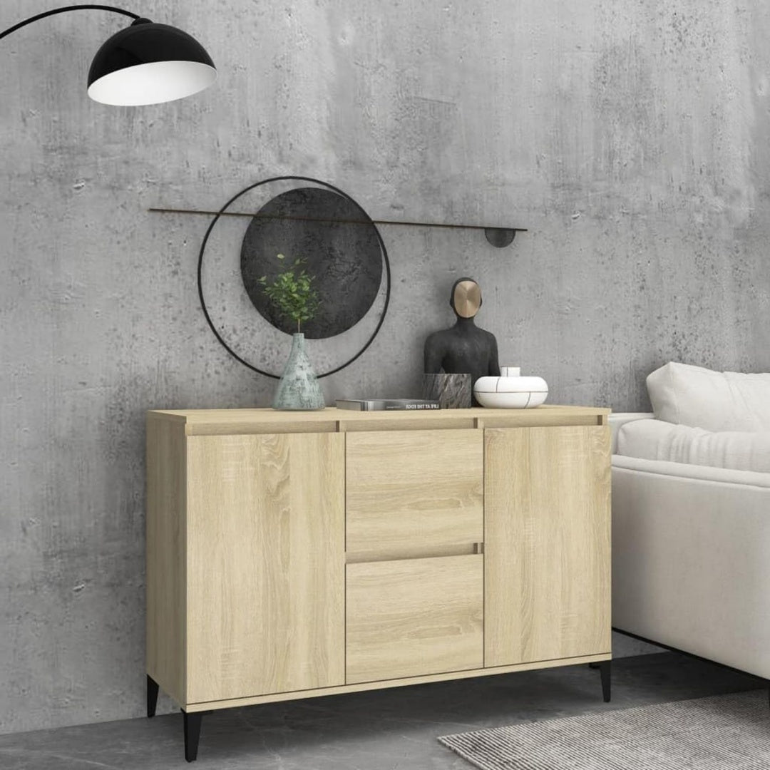 Buffet gris en hevea avec deux portes