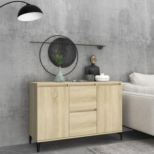 Buffet gris en hevea avec deux portes