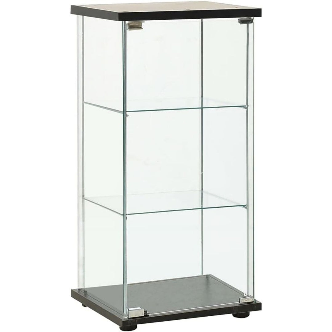 Bibliotheque gris clair, verre trempe, 42.5 x 36.5 x 86 cm, rangement intelligent