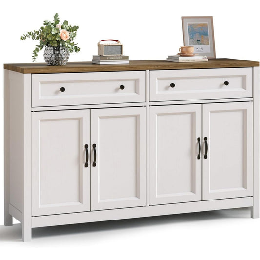 Buffet gris clair 140 cm, ideal pour petit espace