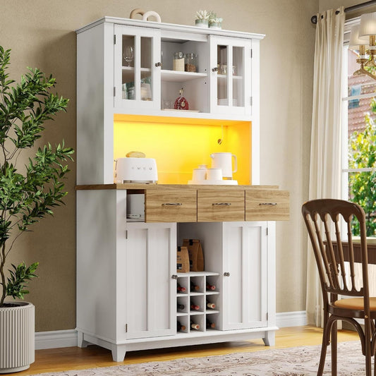 Buffet en MDF et verre avec 6 etageres