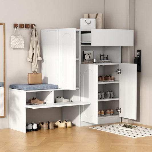 Armoire a chaussures gris clair 35 x 130 x 110 cm