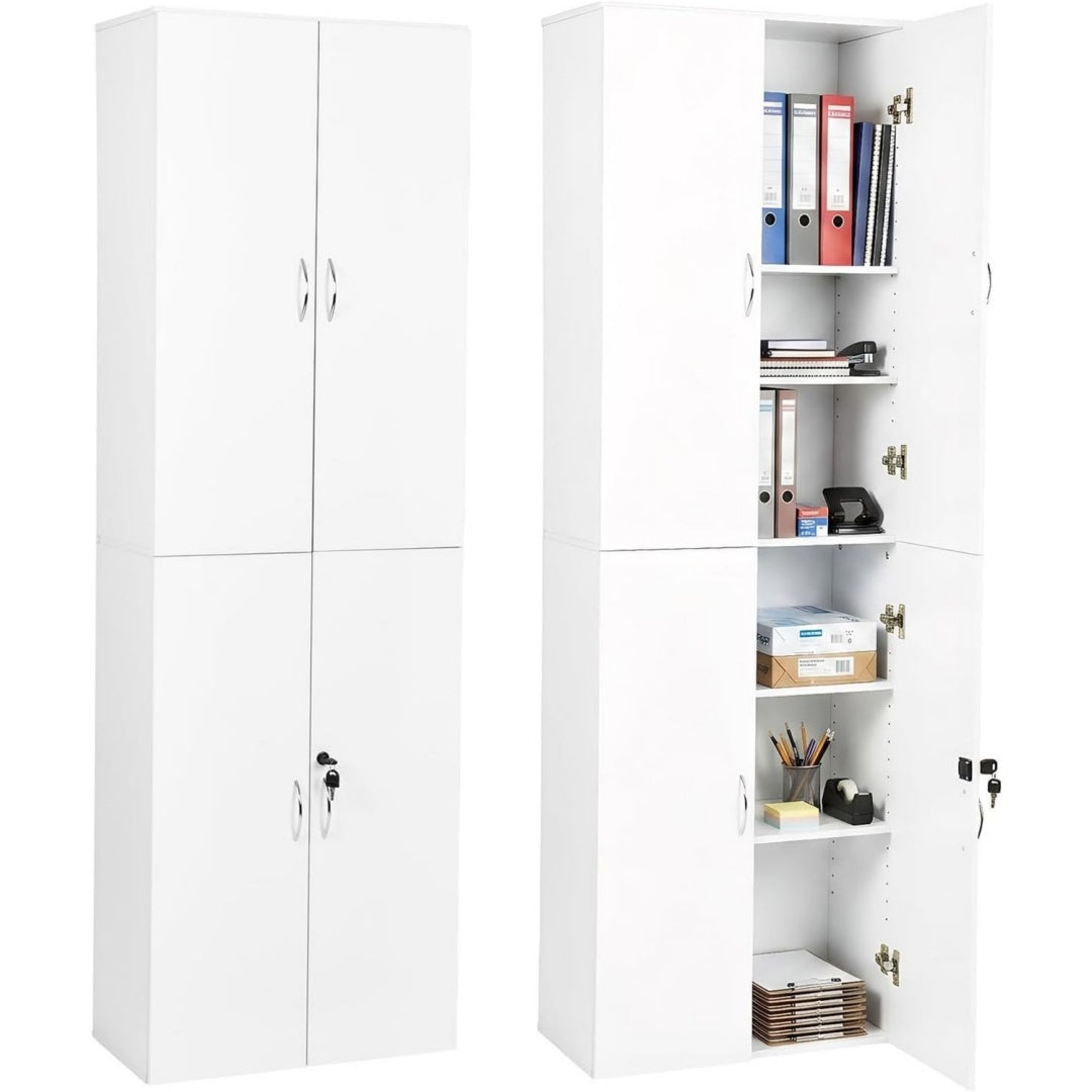 Meuble gris clair moderne 4 portes 180 x 30 x 58 cm