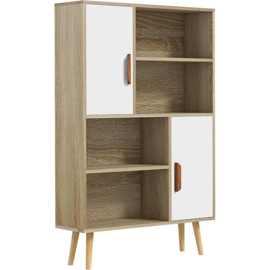 Bibliotheque etagere gris 4 etageres reglables, bois ingenierie et style industriel