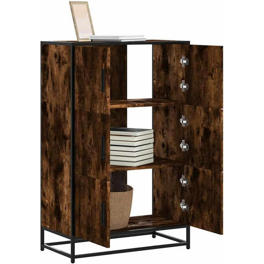Buffet marron avec 3 compartiments et une fixation murale invisible