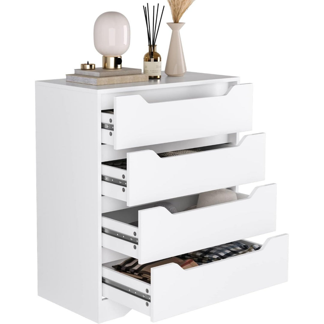 Commode gris clair 39 x 69 x 82 cm avec 4 tiroirs