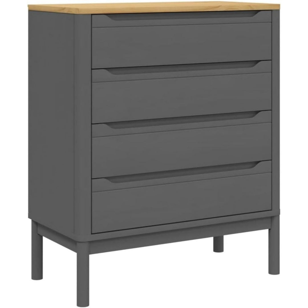 Chiffonnier gris fonce finition bois