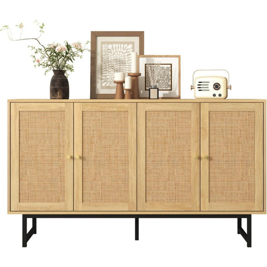 Buffet en rotin, marron, capacite de rangement importante