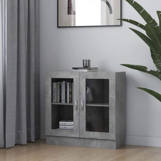 Vitrine gris fonce verre, 82 cm de large a 2 portes