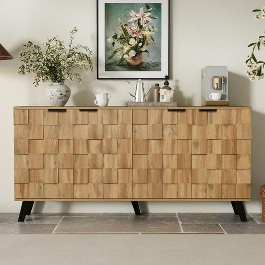 Buffet contemporain avec des etageres reglables en hauteur et 4 portes