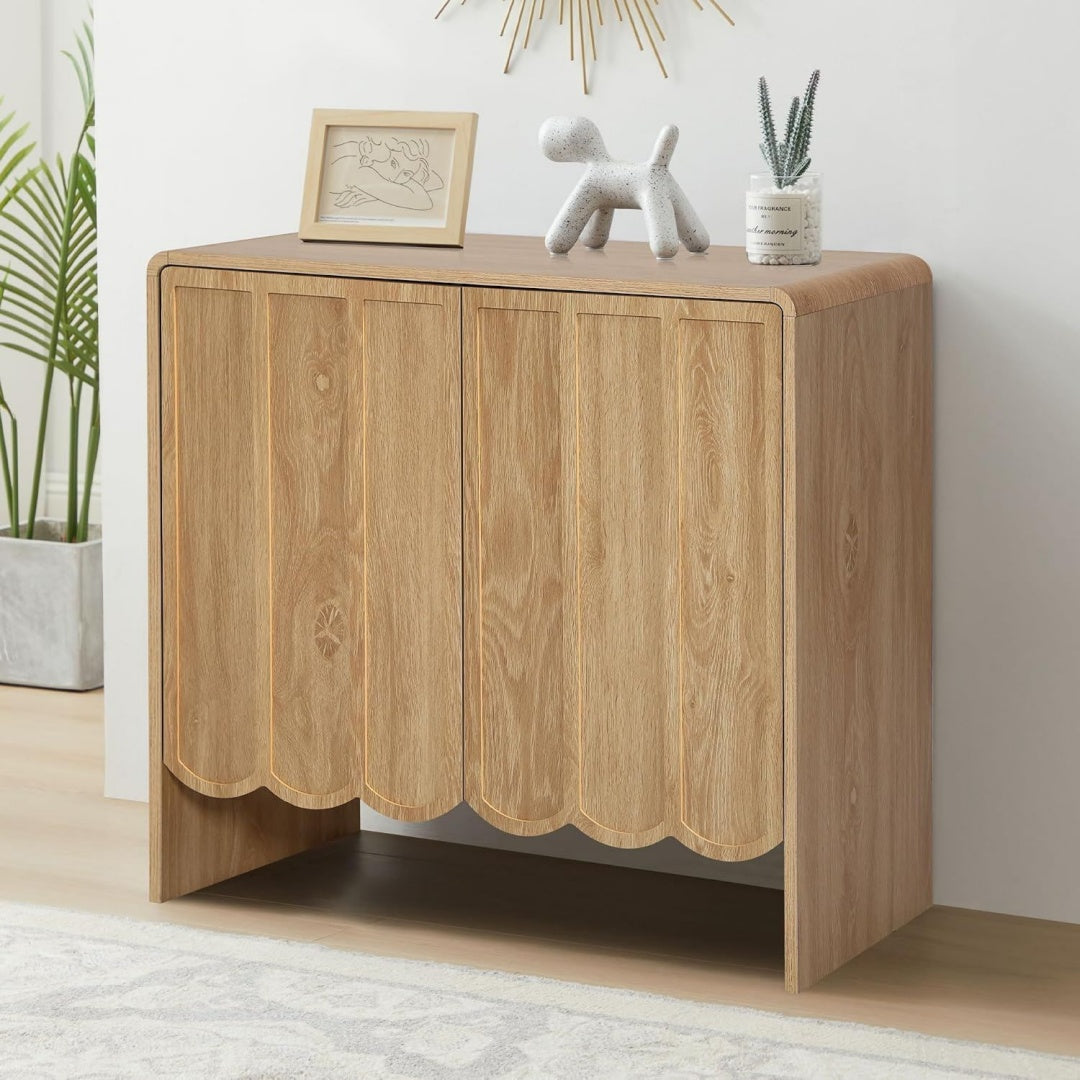 Buffet marron finition noyer 80 cm, rangement finition rustique