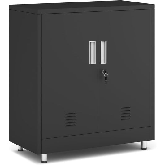 Armoire gris fonce avec etageres reglables en acier