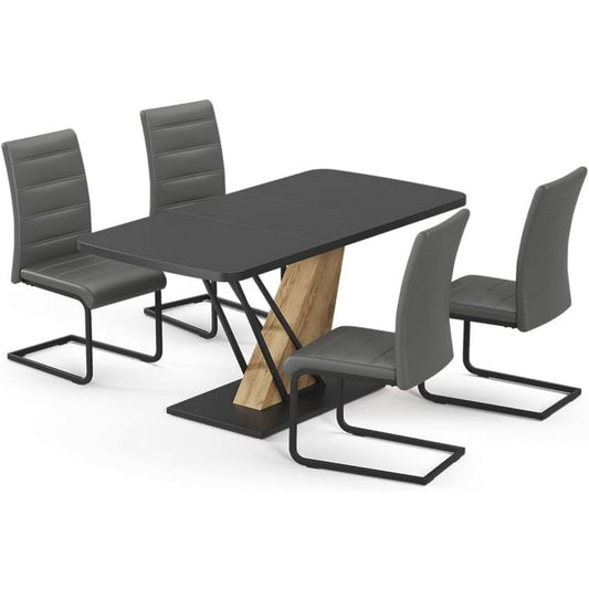Design moderne ensemble salle a manger gris fonce en acier