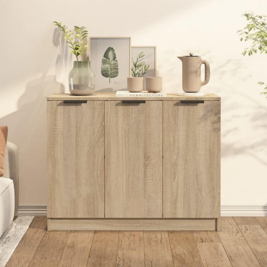 Buffet marron, trois portes, fabrication chene, finition soignee