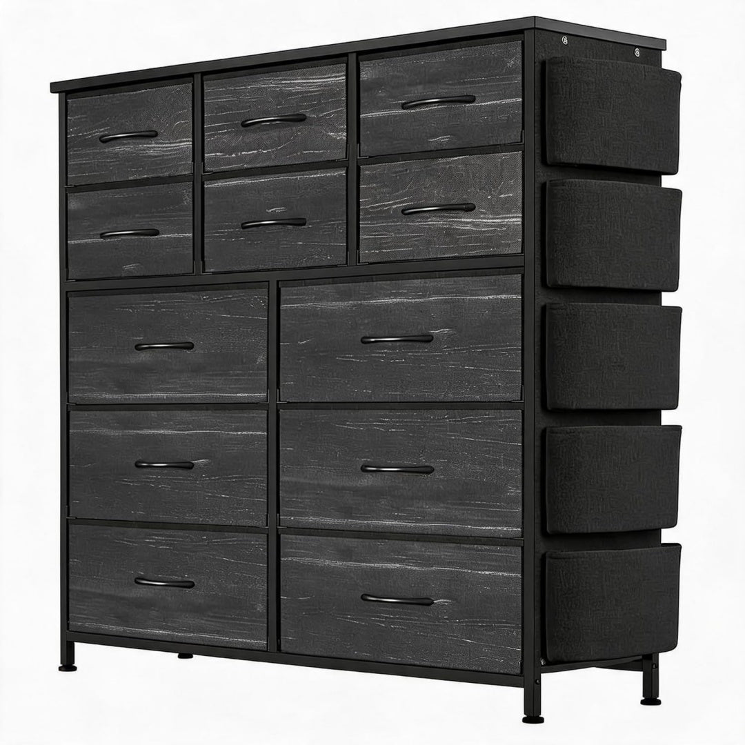 Commode gris fonce 12 tiroirs rustique