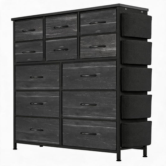 Commode gris fonce 12 tiroirs rustique