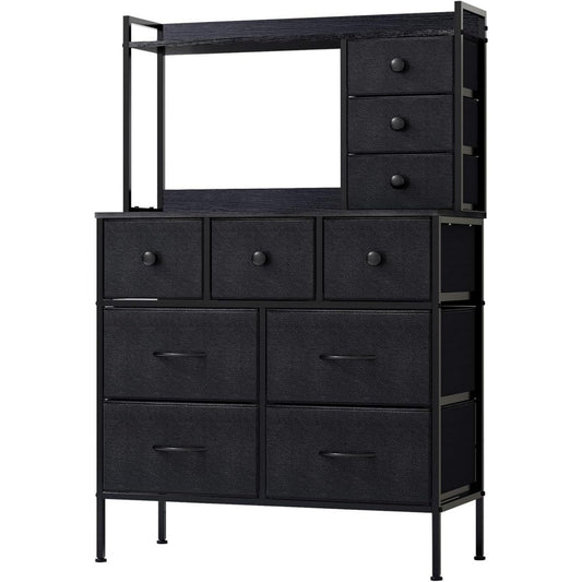 Chiffonnier Noire 10 tiroirs moderne